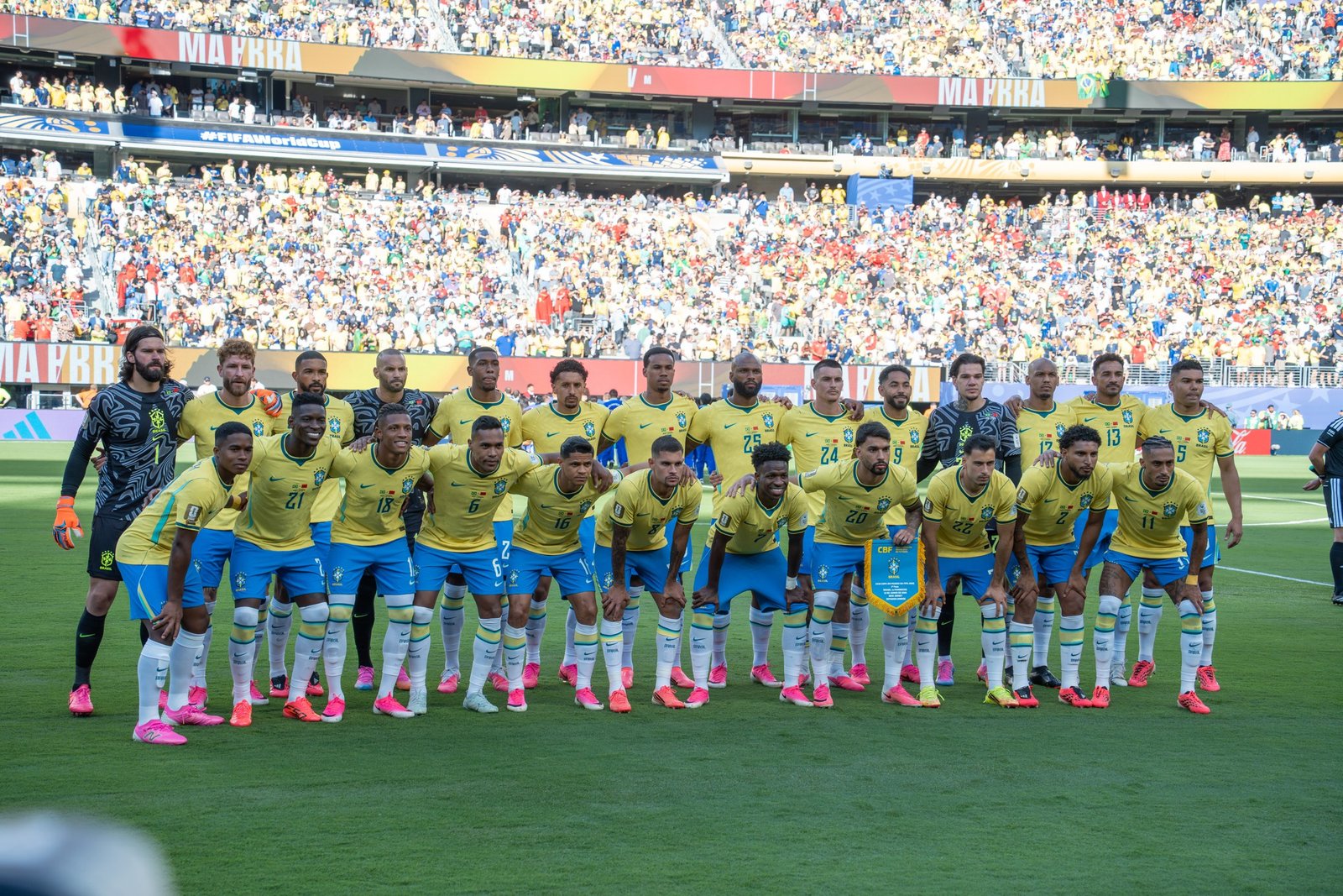 Seleção brasileira reunida antes de Brasil x Marrocos, em 2026